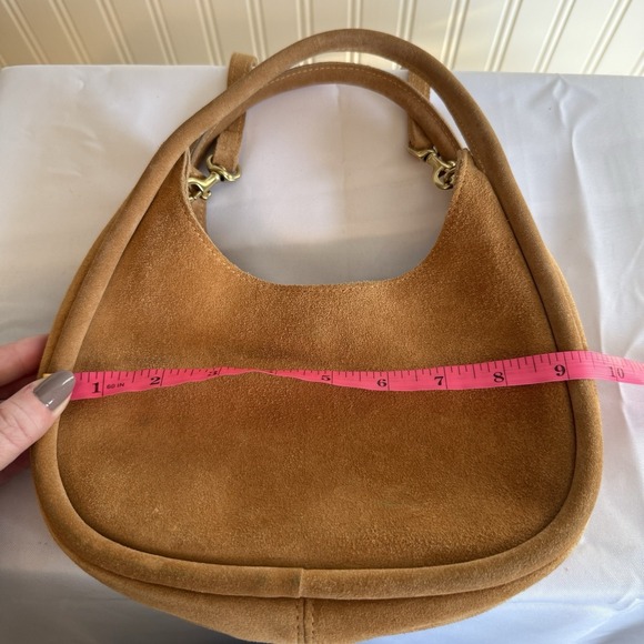 OLIVEVE EMILIA SMALL TOP HANDLE CROSSBODY BAG PURSE BROWN TAN ITALIAN SUEDE - Picture 12 of 16